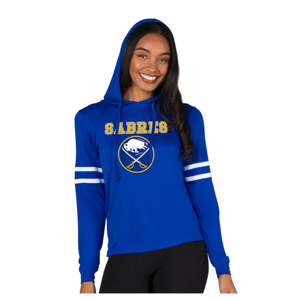 NHL Royal Buffalo Sabres Concepts Sport Women's Marathon Long-Sleeve Hooded T-Shirt