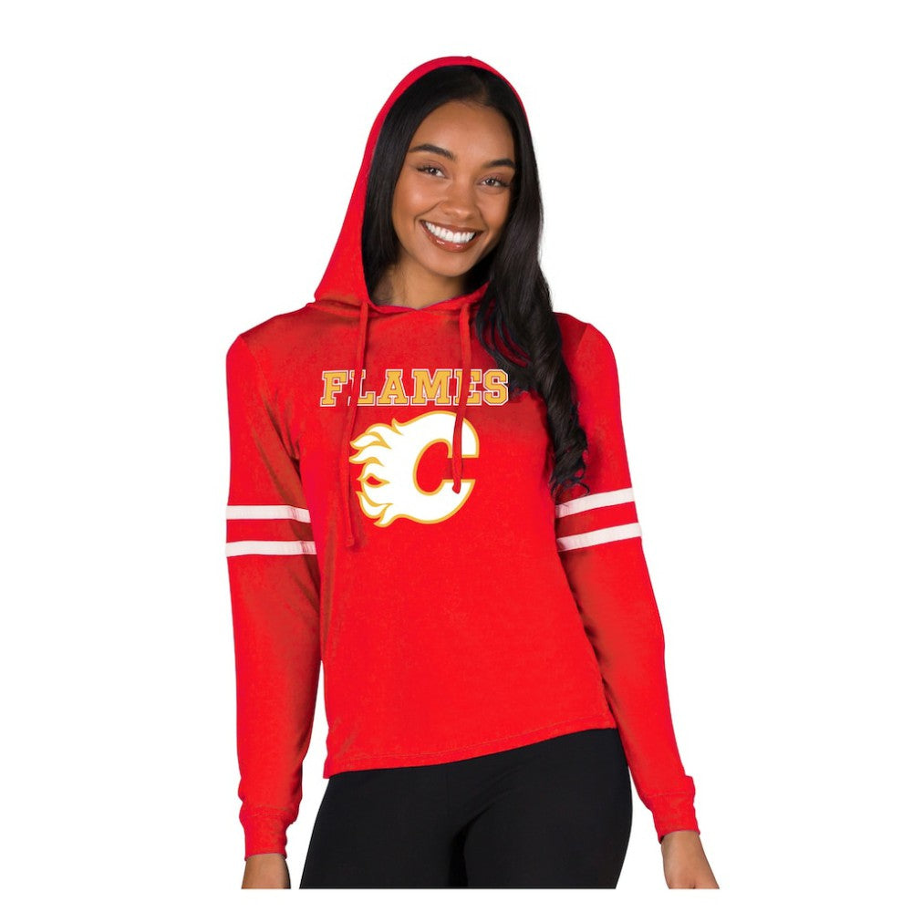 NHL Red Calgary Flames Concepts Sport Women's Marathon Long-Sleeve Hooded T-Shirt