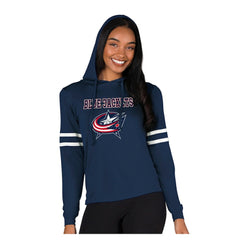 NHL Navy Columbus Blue Jackets Concepts Sport Women's Marathon Long-Sleeve Hooded T-Shirt