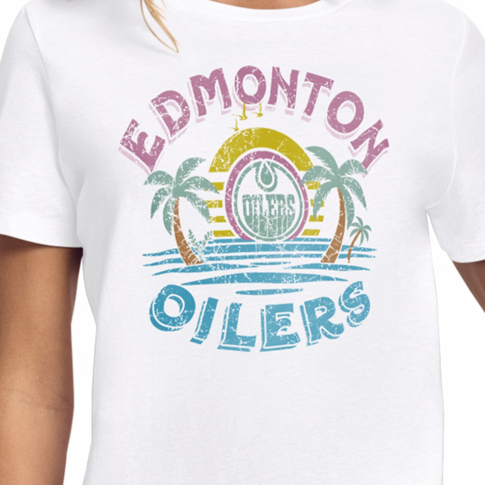 NHL White Edmonton Oilers Starter Women's Tonal Beach T-Shirt