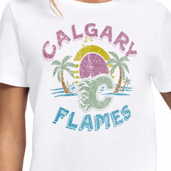 NHL White Calgary Flames Starter Women's Tonal Beach T-Shirt