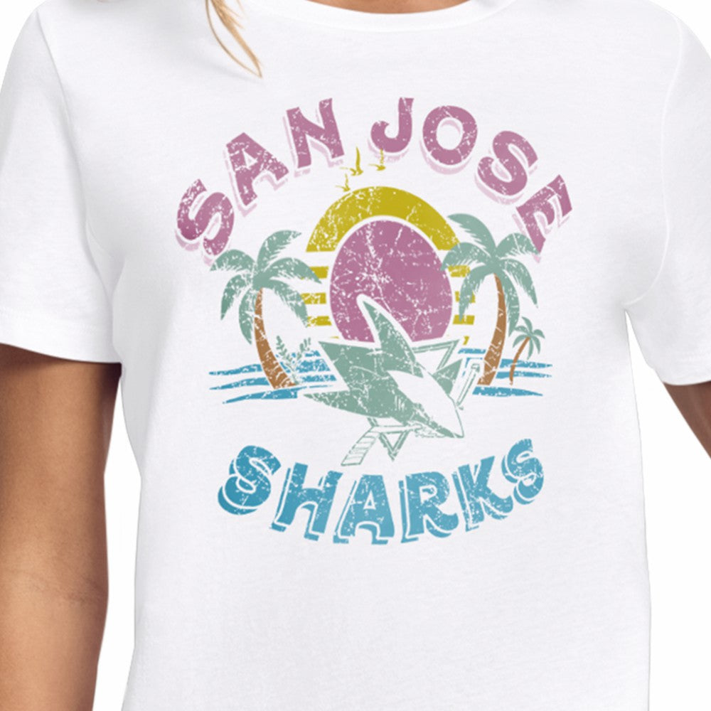 NHL White San Jose Sharks Starter Women's Tonal Beach T-Shirt