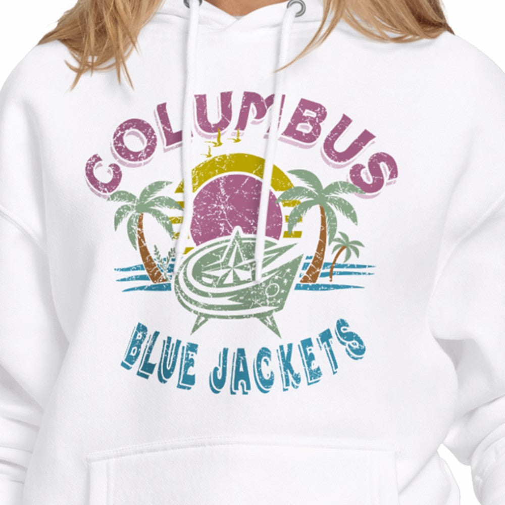 NHL White Columbus Blue Jackets Starter Women's Tonal Beach Hoodie