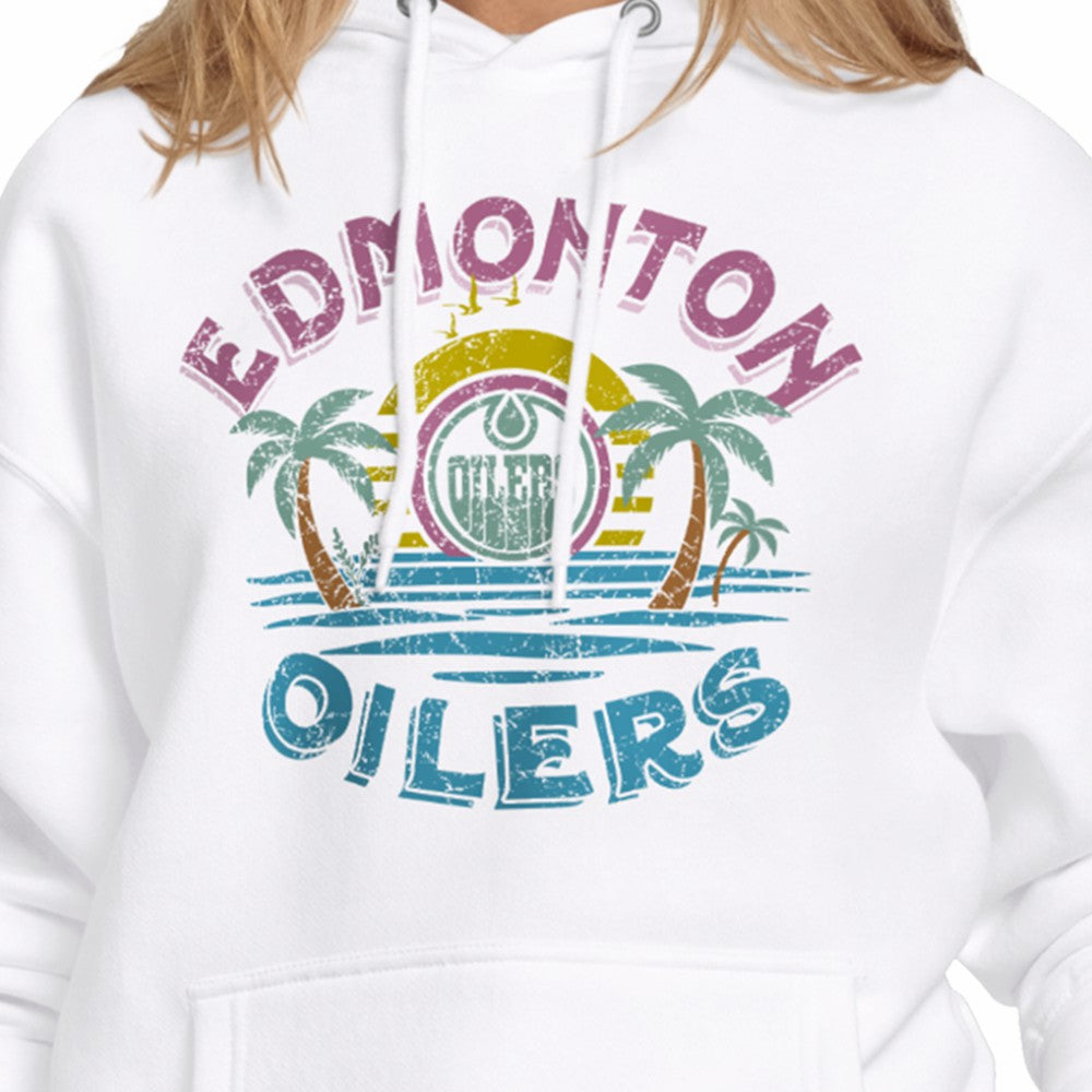 NHL White Edmonton Oilers Starter Women's Tonal Beach Hoodie