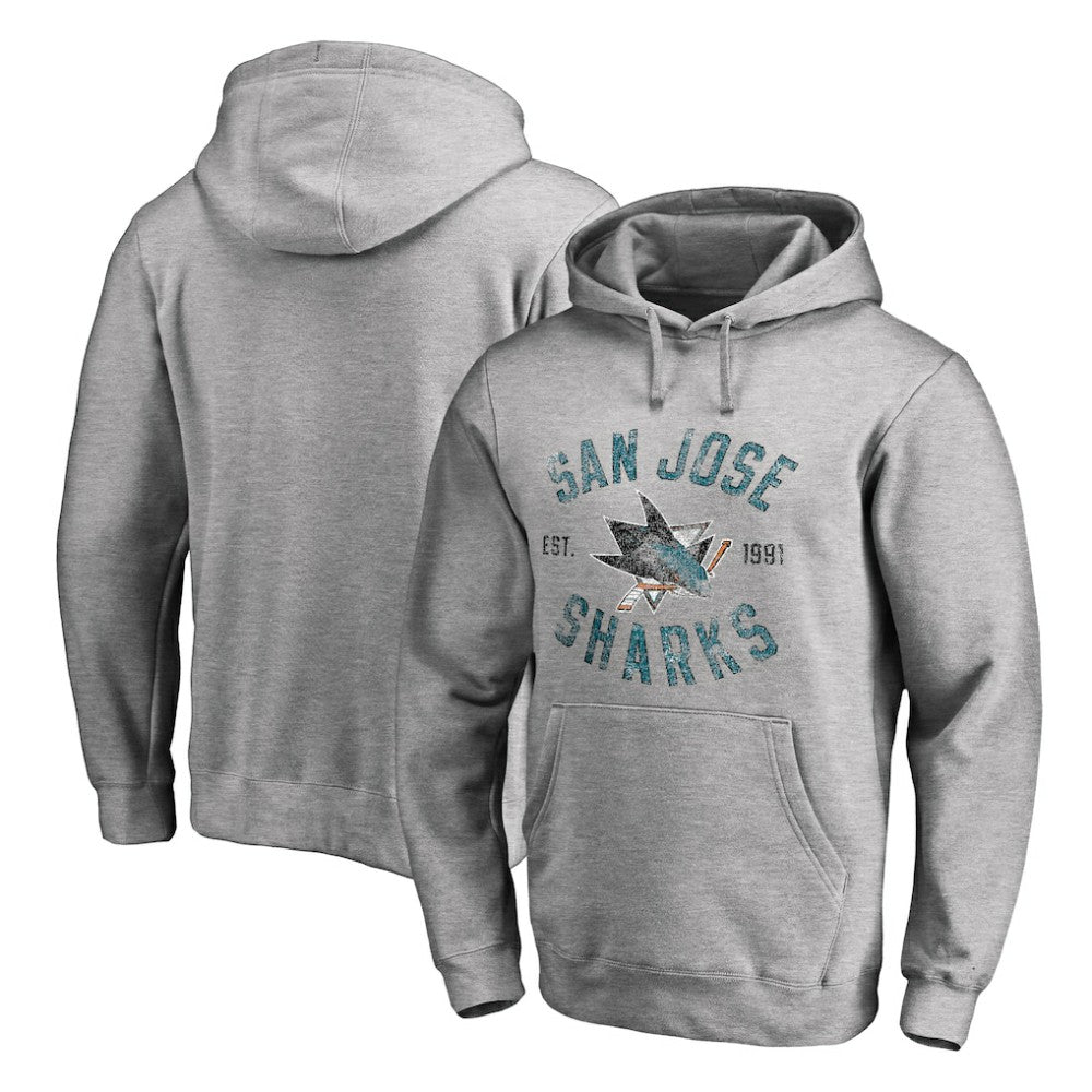 NHL Ash San Jose Sharks Heritage Pullover Hoodie