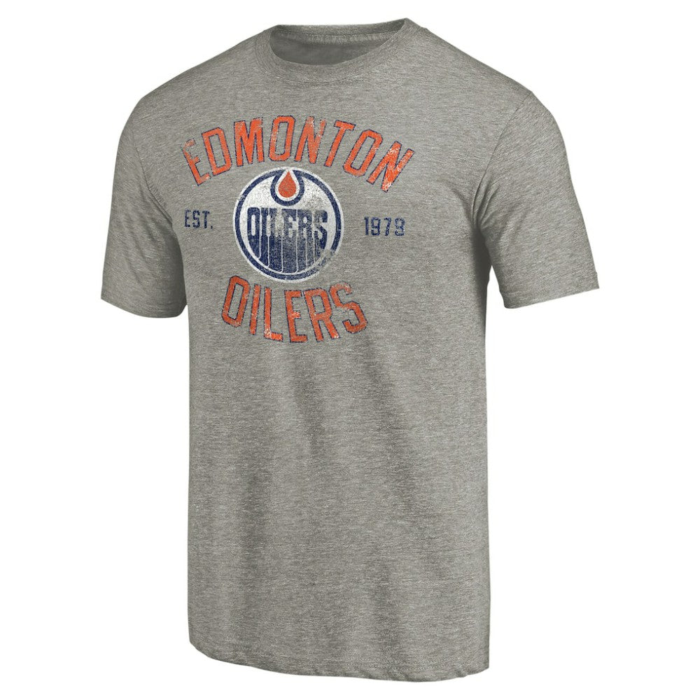 NHL Ash Edmonton Oilers Heritage Tri-Blend T-Shirt