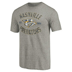 NHL Ash Nashville Predators Heritage Tri-Blend T-Shirt