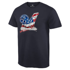 MLB Milwaukee Brewers Memorial Day Banner Wave Logo T-Shirt