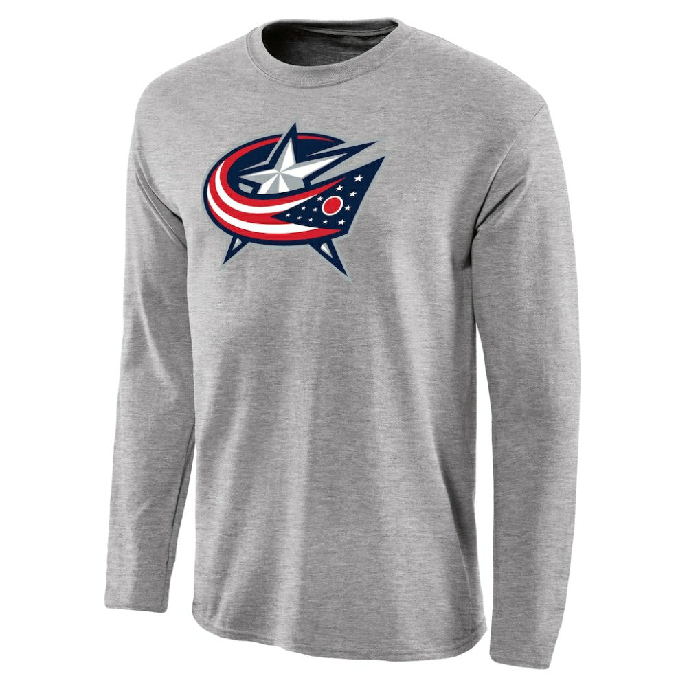 NHL Ash Columbus Blue Jackets Team Primary Logo Long Sleeve T-Shirt