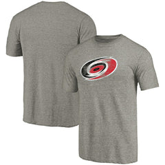 NHL Ash Carolina Hurricanes Distressed Team Logo Tri-Blend T-Shirt
