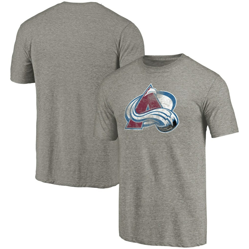NHL Ash Colorado Avalanche Distressed Team Logo Tri-Blend T-Shirt