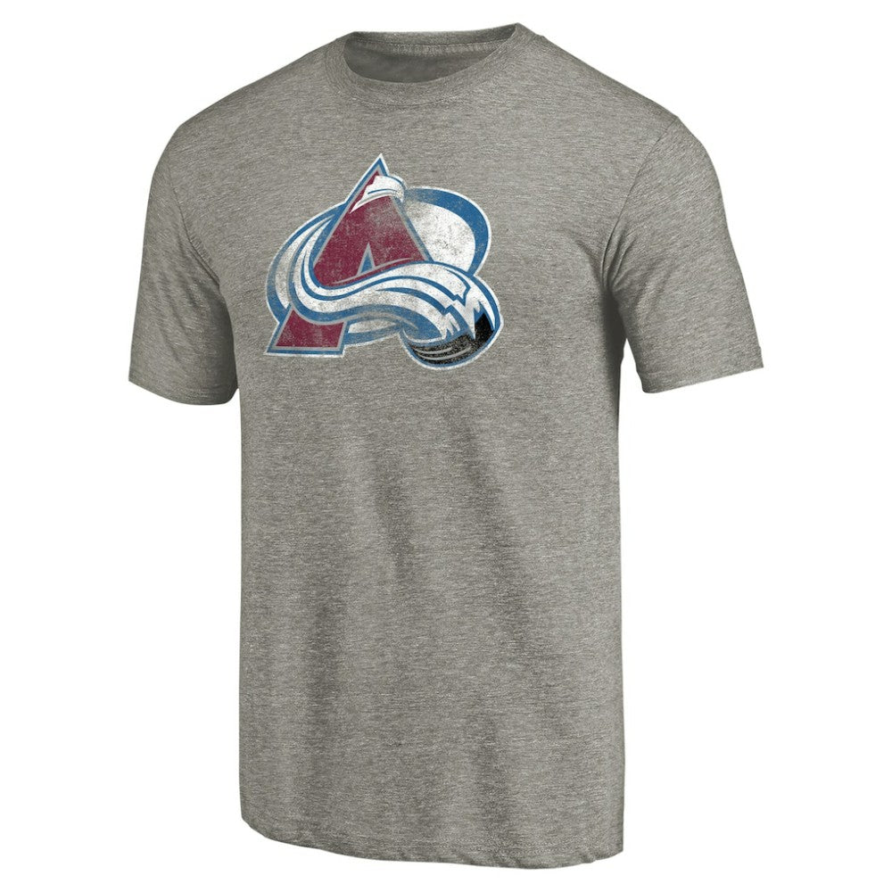 NHL Ash Colorado Avalanche Distressed Team Logo Tri-Blend T-Shirt