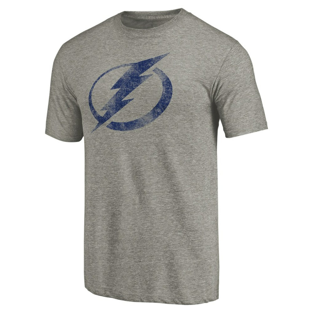 NHL Ash Tampa Bay Lightning Distressed Team Logo Tri-Blend T-Shirt