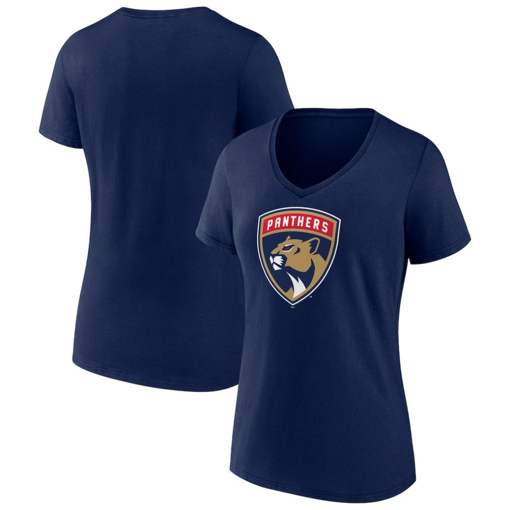 NHL Navy Florida Panthers Women's Primary Logo V-Neck T-Shirt