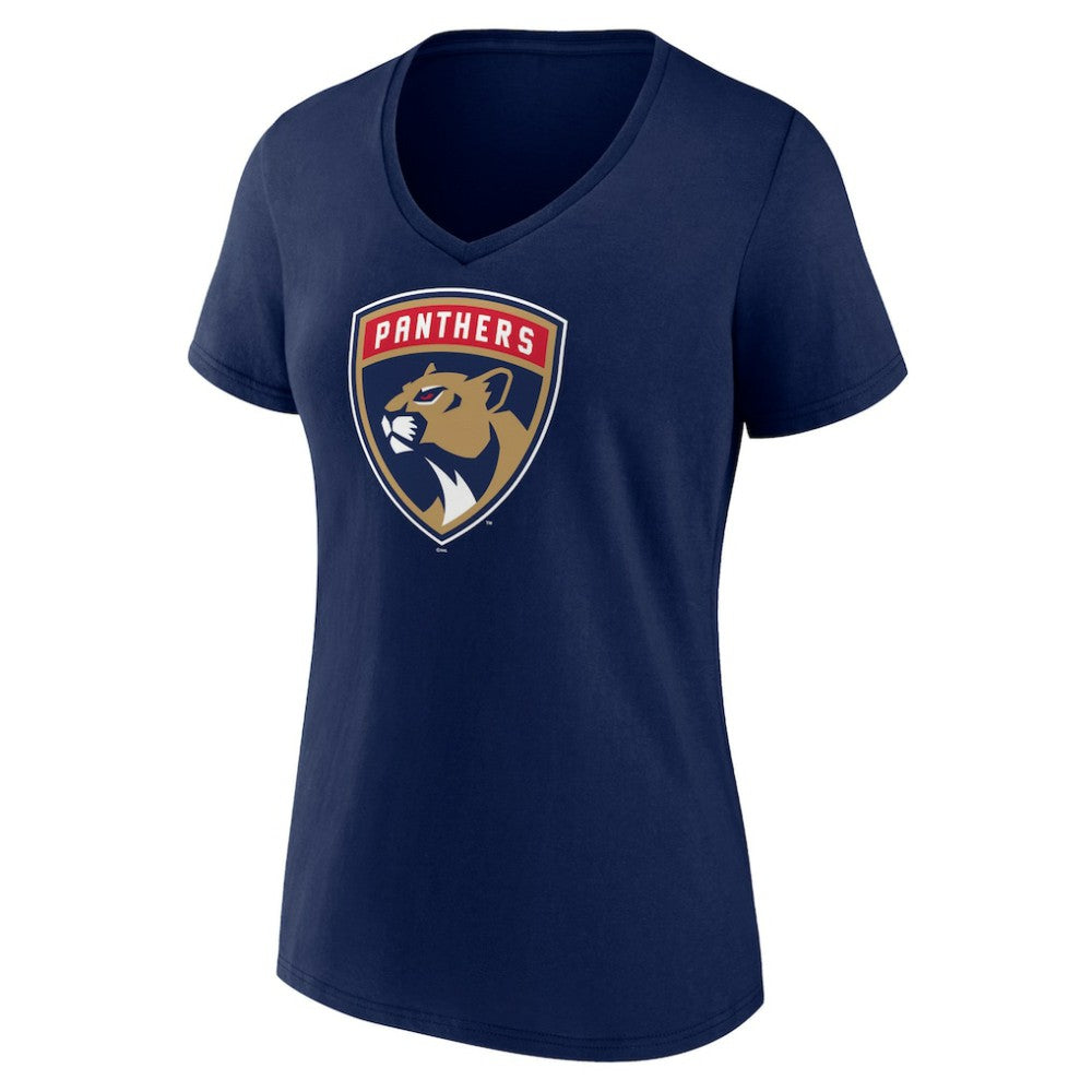 NHL Navy Florida Panthers Women's Primary Logo V-Neck T-Shirt