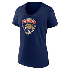 NHL Navy Florida Panthers Women's Primary Logo V-Neck T-Shirt