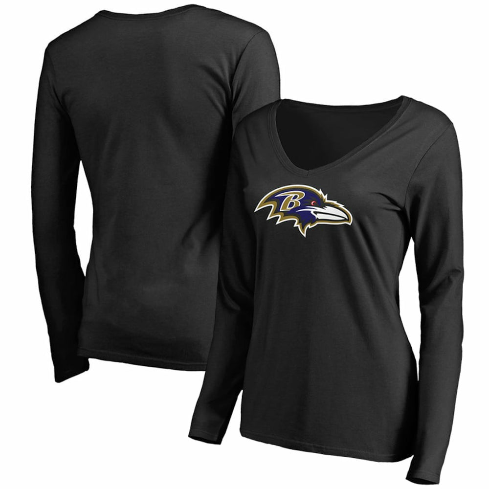 Women's Primary Team Logo V-Neck Long Sleeve T-Shirt - Baltimore Ravens