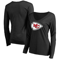 Women's Primary Team Logo V-Neck Long Sleeve T-Shirt - Kansas City Chiefs