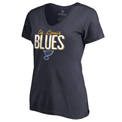 NHL Navy St. Louis Blues Women's Nostalgia V-Neck T-Shirt