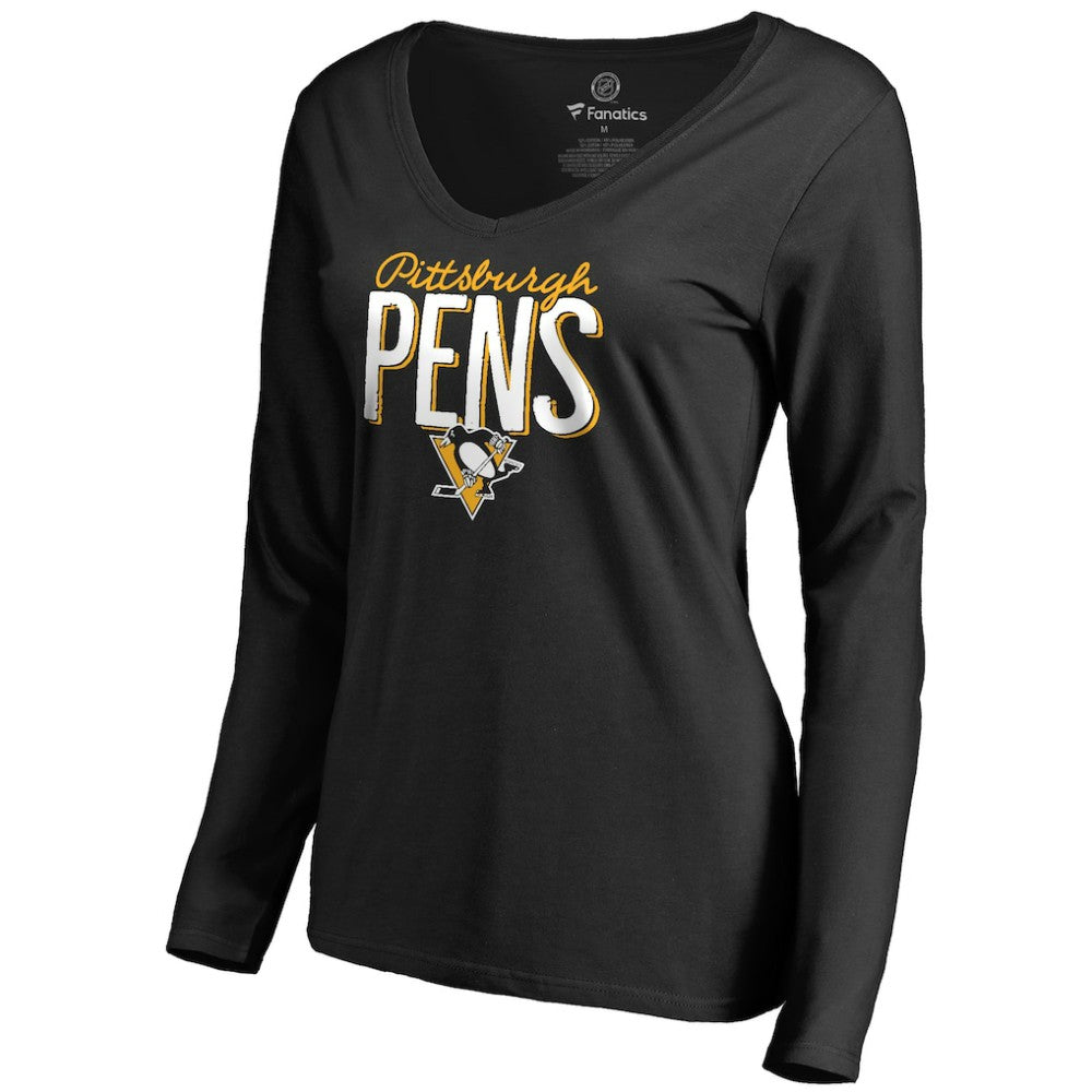 NHL Black Pittsburgh Penguins Women's Nostalgia Long Sleeve T-Shirt