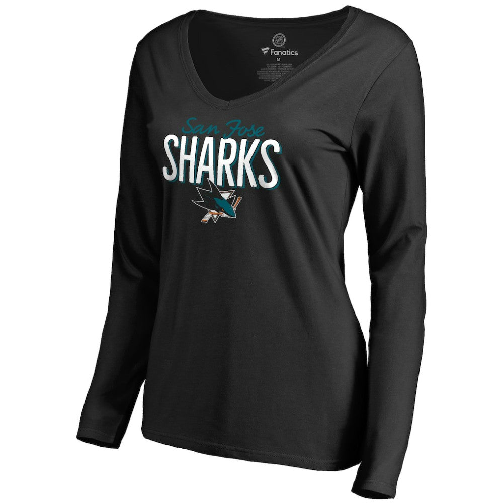NHL Black San Jose Sharks Women's Nostalgia Long Sleeve T-Shirt