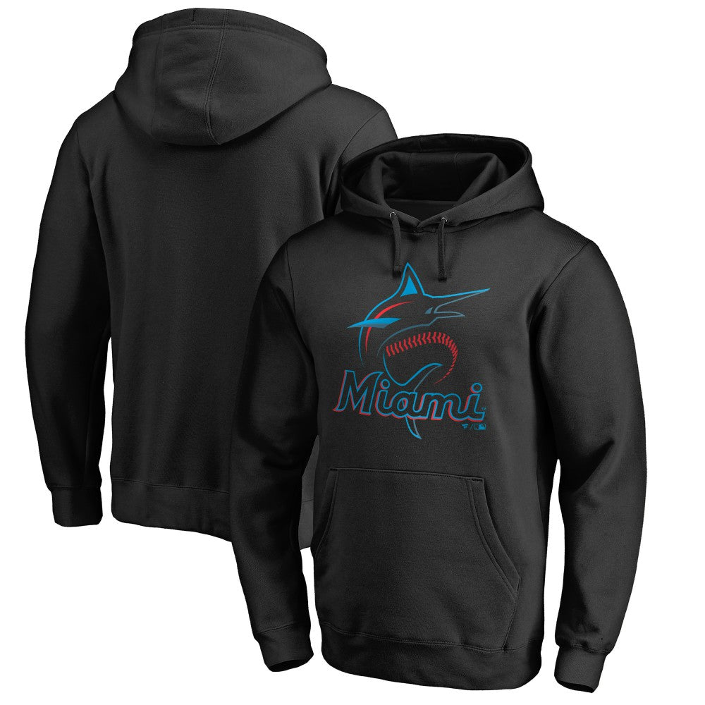 MLB Miami Marlins Official Logo Fitted Pullover Hoodie
