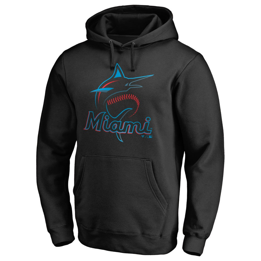 MLB Miami Marlins Official Logo Fitted Pullover Hoodie