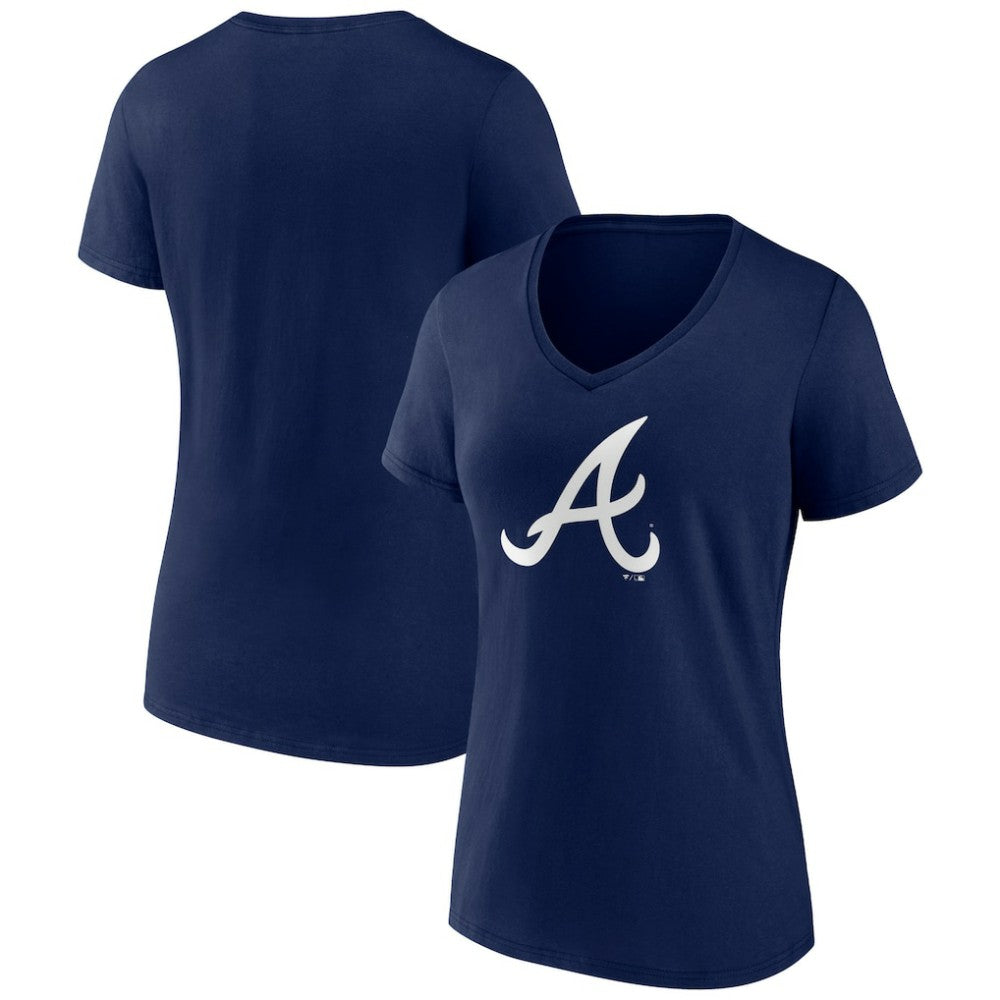 MLB Atlanta Braves Women's Team Color Primary Logo V-Neck T-Shirt