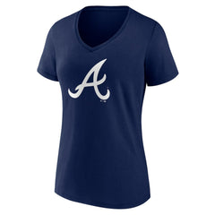 MLB Atlanta Braves Women's Team Color Primary Logo V-Neck T-Shirt