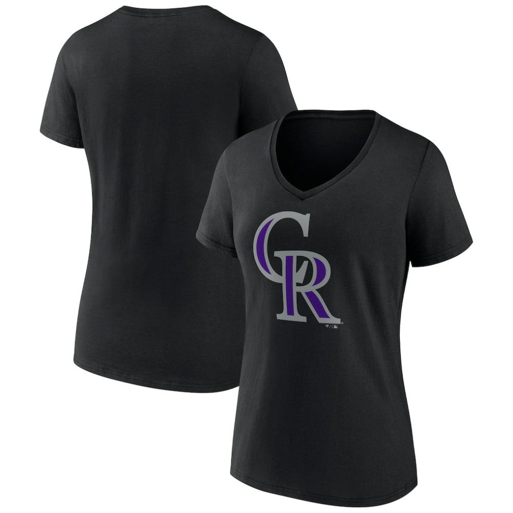 MLB Colorado Rockies Women's Team Color Primary Logo V-Neck T-Shirt