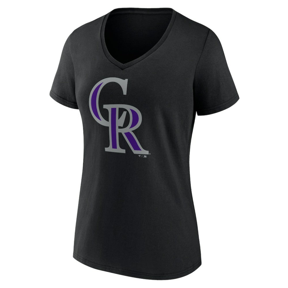 MLB Colorado Rockies Women's Team Color Primary Logo V-Neck T-Shirt