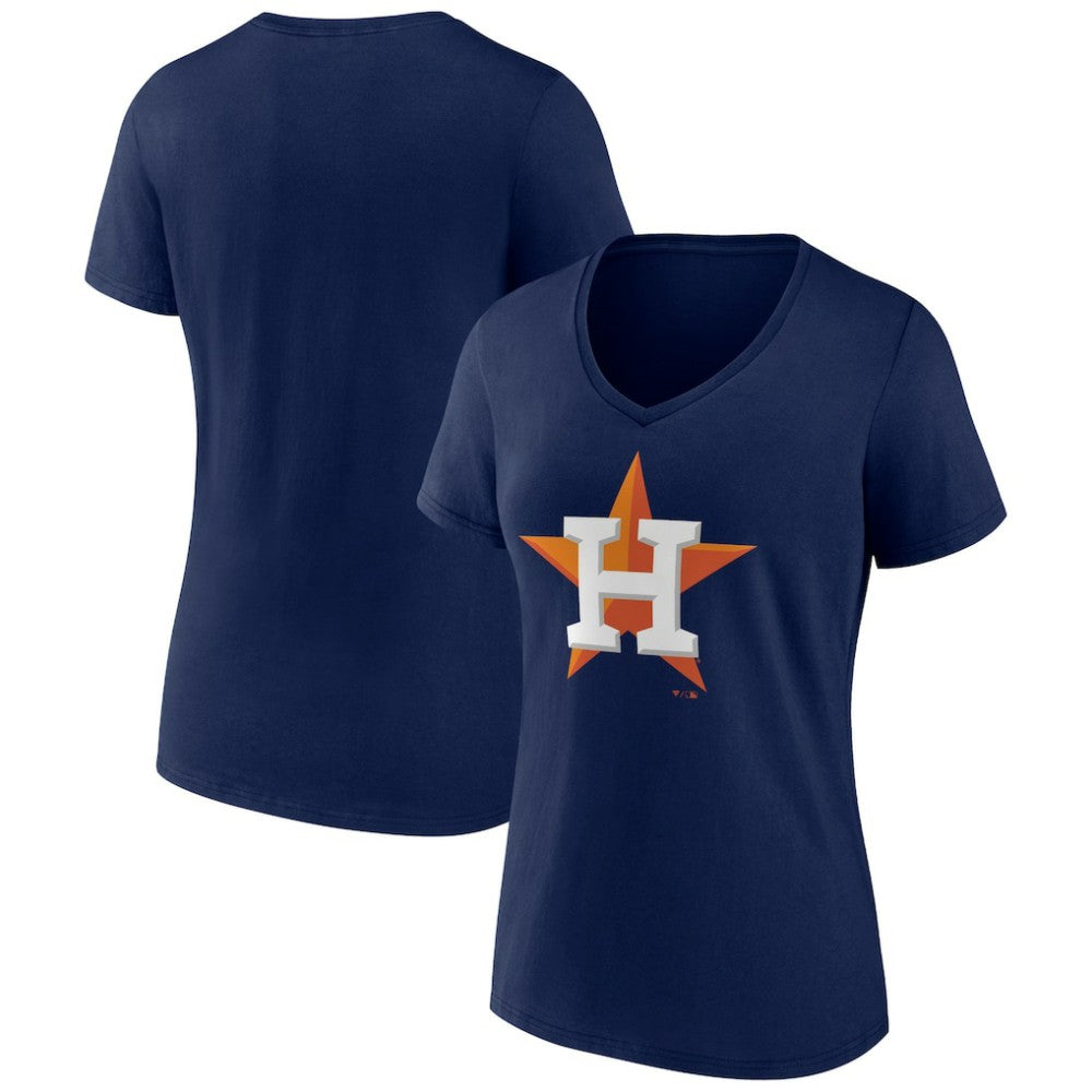 MLB Houston Astros Women's Team Color Primary Logo V-Neck T-Shirt