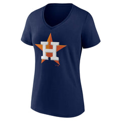 MLB Houston Astros Women's Team Color Primary Logo V-Neck T-Shirt