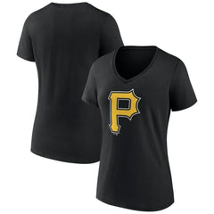 MLB Pittsburgh Pirates Women's Team Color Primary Logo V-Neck T-Shirt
