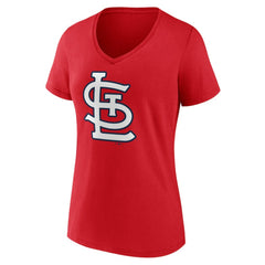 MLB St. Louis Cardinals Women's Team Color Primary Logo V-Neck T-Shirt