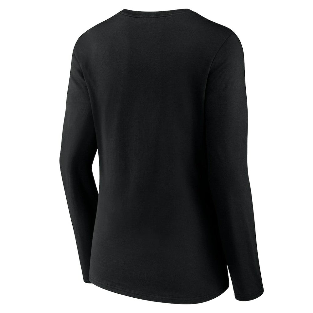 MLB Pittsburgh Pirates Women's Team Color Primary Logo V-Neck Long Sleeve T-Shirt