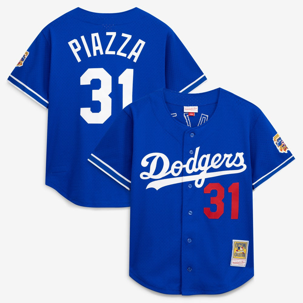 MLB Mike Piazza Los Angeles Dodgers Mitchell & Ness Cooperstown Collection Mesh Batting Practice Button-Up Jersey