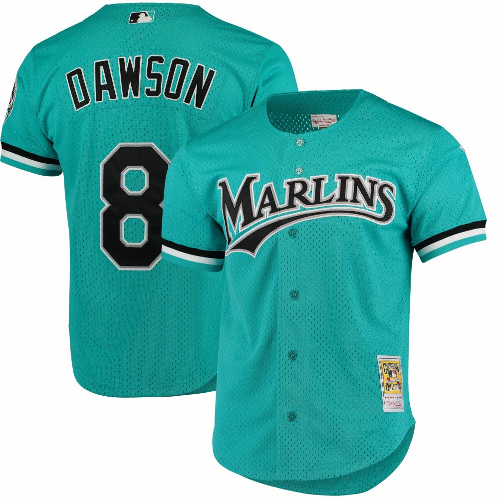 MLB Andre Dawson Florida Marlins Mitchell & Ness Cooperstown Collection Mesh Batting Practice Button-Up Jersey