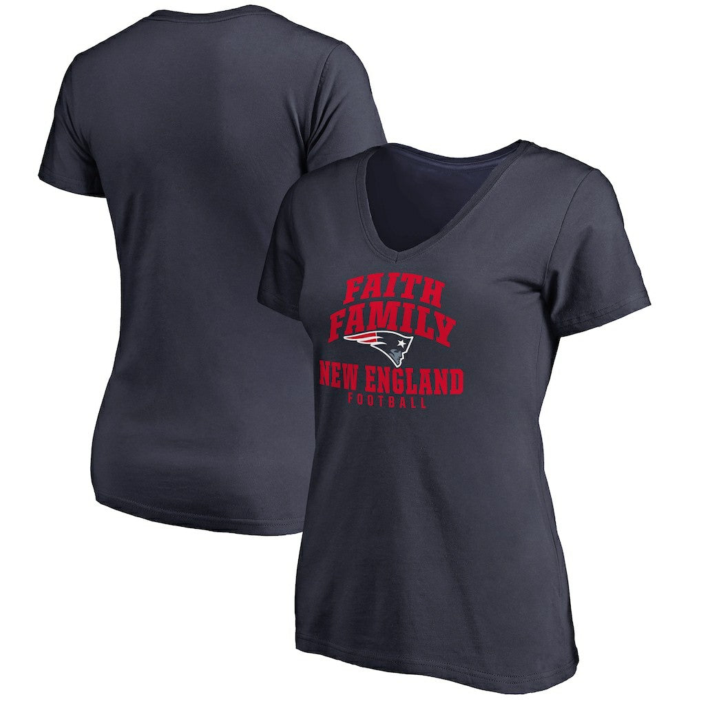 Women's Faith Family V-Neck T-Shirt - New England Patriots