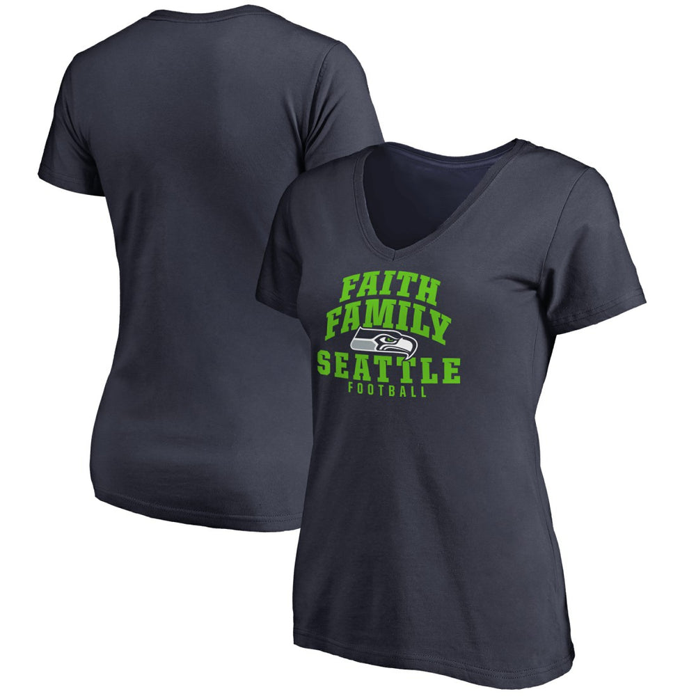 Women's Faith Family V-Neck T-Shirt - Seattle Seahawks