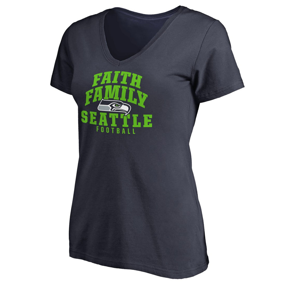 Women's Faith Family V-Neck T-Shirt - Seattle Seahawks