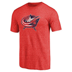 NHL Red Columbus Blue Jackets Distressed Team Primary Logo Tri-Blend T-Shirt
