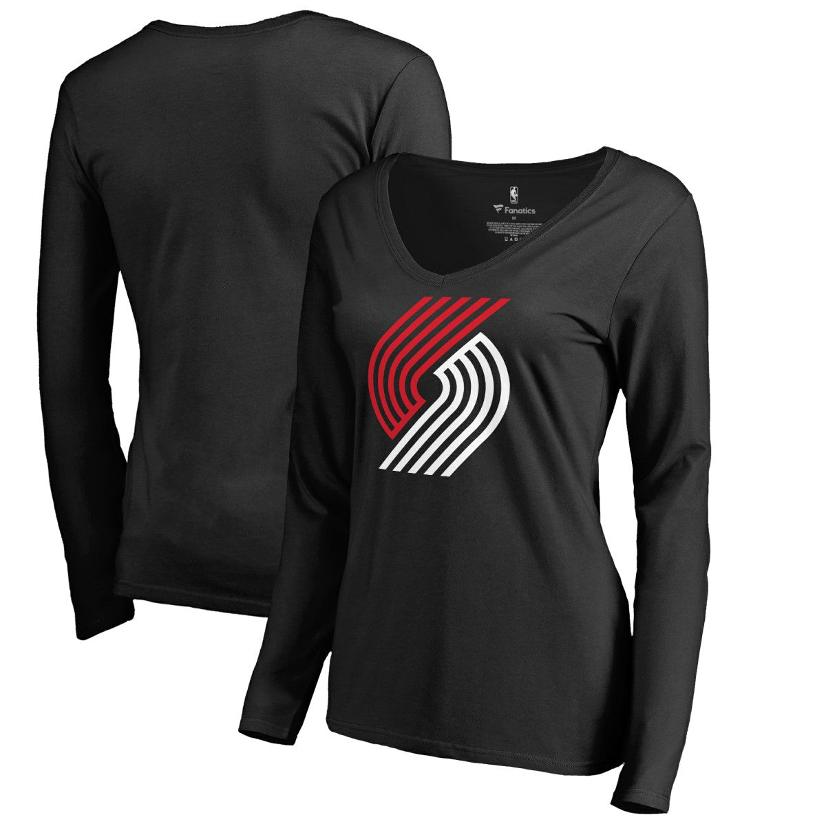 NBA Portland Trail Blazers Women's Primary Logo V-Neck Long Sleeve T-Shirt