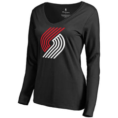 NBA Portland Trail Blazers Women's Primary Logo V-Neck Long Sleeve T-Shirt