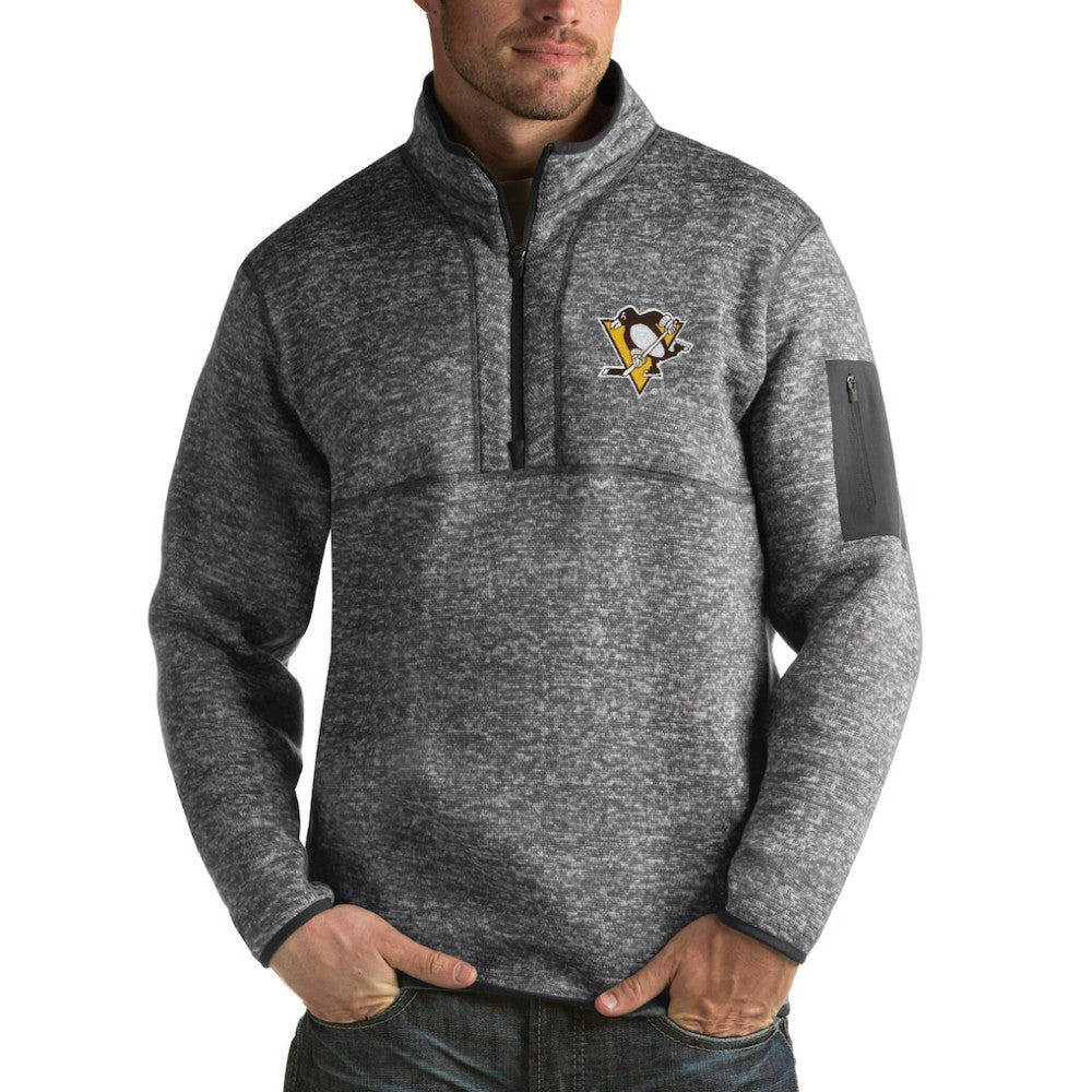 NHL Charcoal Pittsburgh Penguins Antigua Fortune 1/2-Zip Pullover Jacket