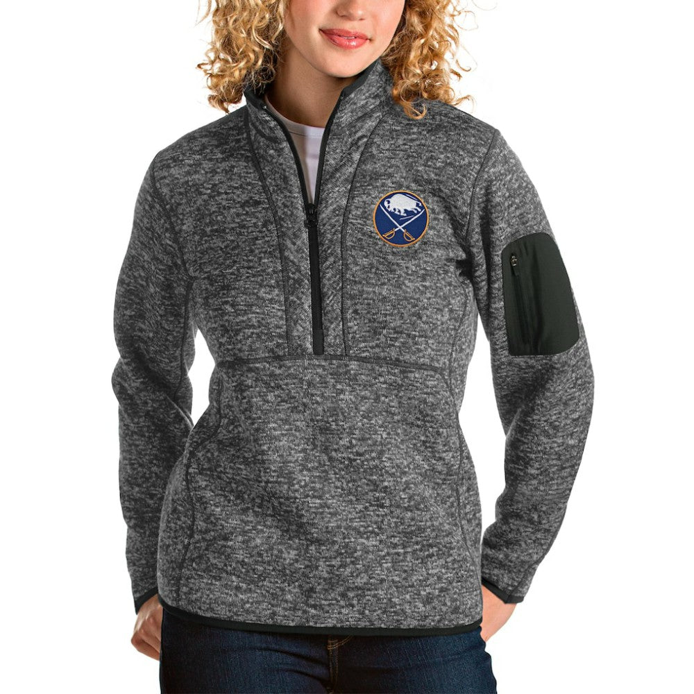 NHL Charcoal Buffalo Sabres Antigua Women's Fortune Half-Zip Sweatshirt