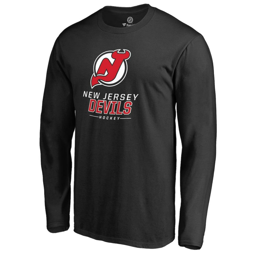 NHL Black New Jersey Devils Team Lockup Long Sleeve T-Shirt