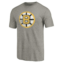 NHL Ash Boston Bruins Throwback Logo 1989-1990 Tri-Blend T-Shirt