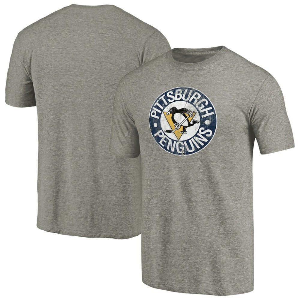 NHL Ash Pittsburgh Penguins Throwback Logo 1968-1969 Tri-Blend T-Shirt