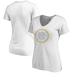 NHL White Boston Bruins Women's Whiteout V-Neck T-Shirt